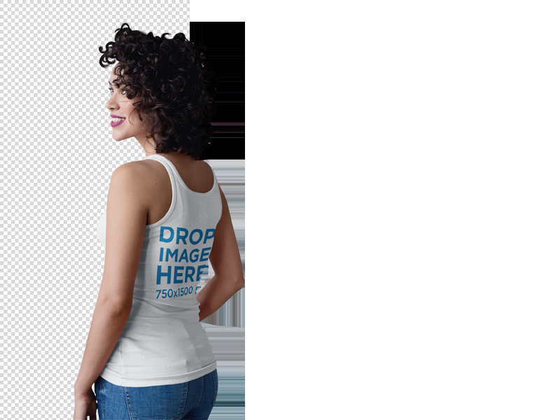 Woman Wearing a Tank Top Mockup Facing a Solid Backdrop