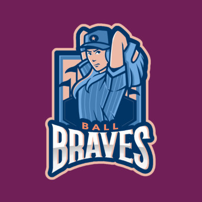Baseball Logo Maker Featuring a Female Baseball Player 