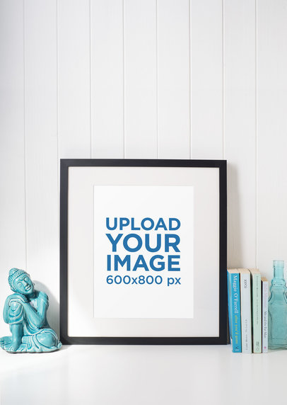Picture Frame Mockup Placed by Some Books