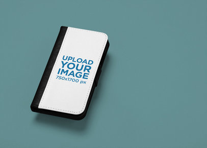 Mockup of an iPhone X Wallet Case Against a Plain Background 29241