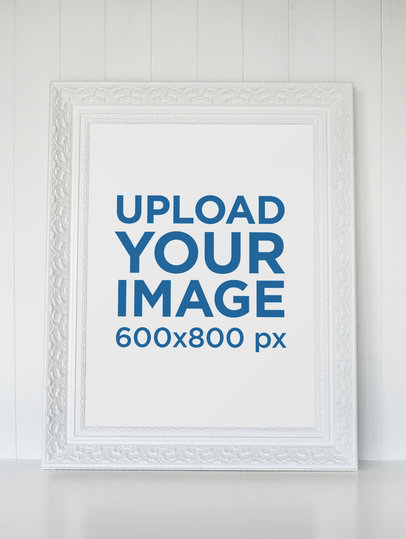 Picture Frame Mockup Against a Minimalistic Striped Wall 596-el