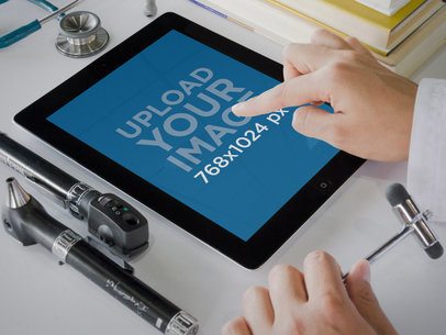 Mockup of a Doctor Using an iPad