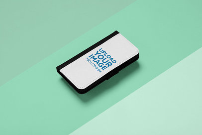 Mockup of an iPhone X Wallet Case on a Three Colored Background 29242