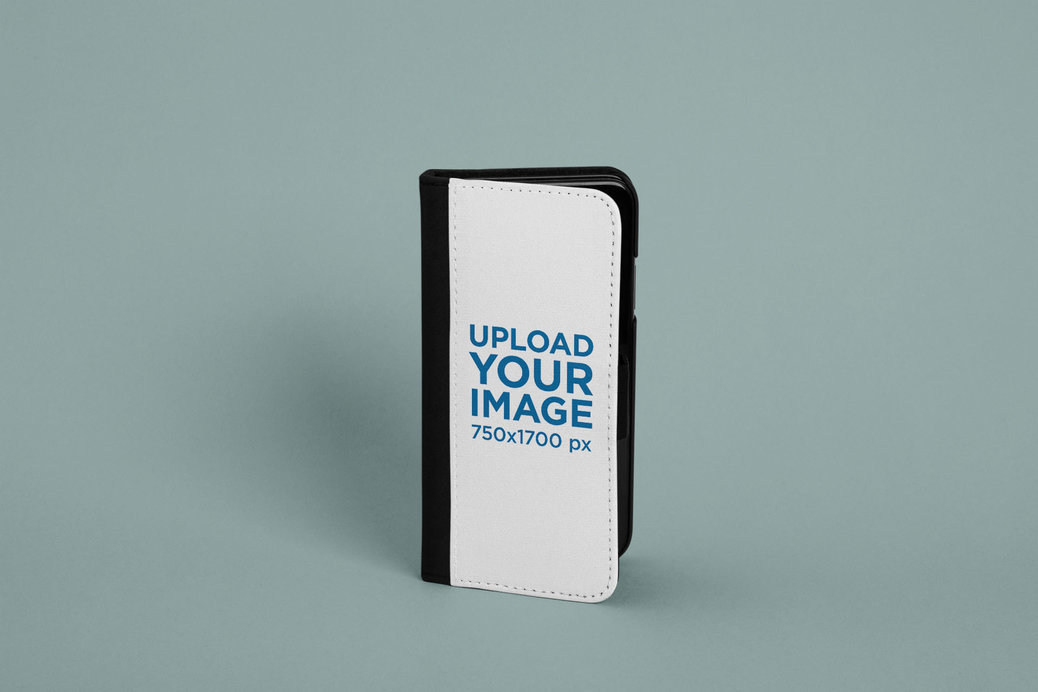 iPhone X Wallet Case Mockup with a Solid Background