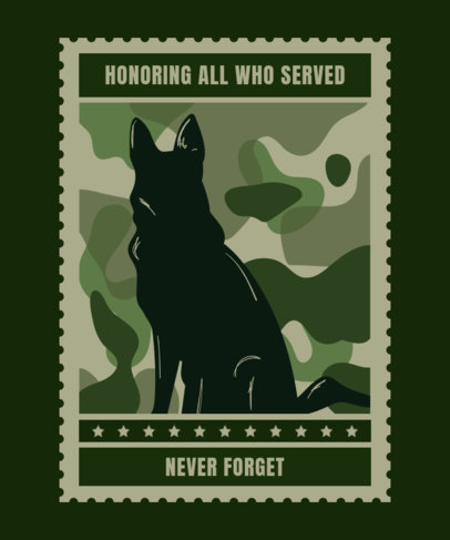 T-Shirt Design Maker for Veterans Day Featuring a Service Dog Illustration