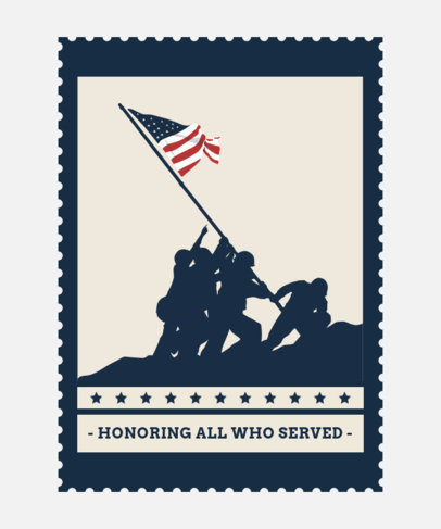Veterans Day T-Shirt Design Template Featuring Iwo Jima Soldiers Raising the Flag 1813g
