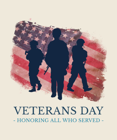 T-Shirt Design Maker for Veterans Day with Soldiers and the American Flag