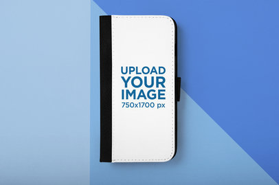 Mockup of a Wallet Case for an iPhone 7 Plus Lying over a Customizable Surface 29215