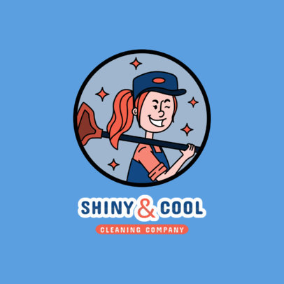 Cool Logo Maker for a Carpet Cleaning Company with a Female Worker Character