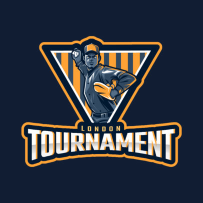 Sports Logo Template with a Baseball Pitcher Illustration