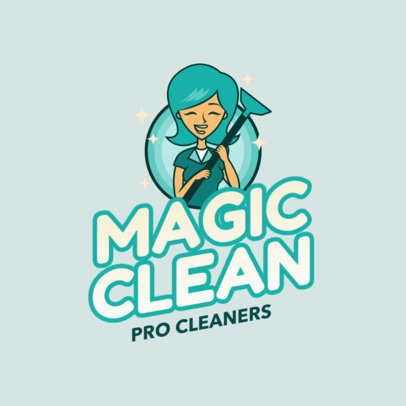 Carpet Cleaning Logo Creator Featuring a Smiling Woman Illustration