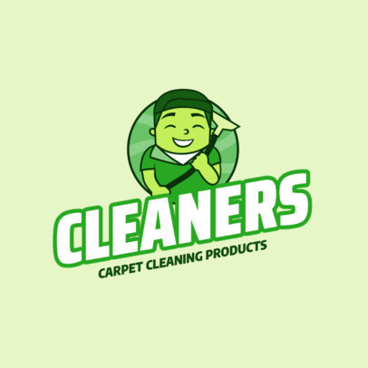 Logo Template for Carpet Cleaning Products Featuring a Smiling Man Graphic