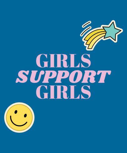 Girly T-Shirt Design Template with Cute Cartoons