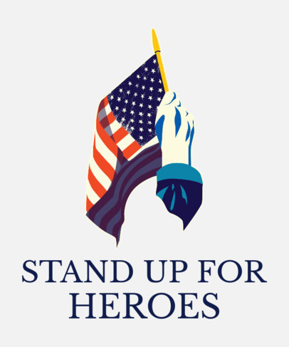 Veterans Day T-Shirt Design Generator Featuring a Hand Waving an American Flag