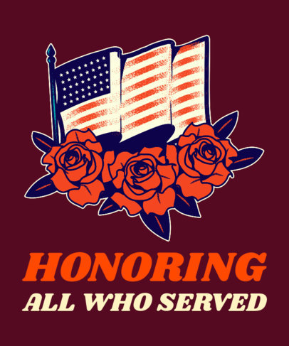 T-Shirt Design Maker Featuring a Waving American Flag for Veterans Day