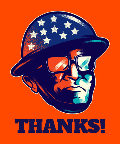 Veterans Day T-Shirt Design Maker with an American Soldier's Face Illustration
