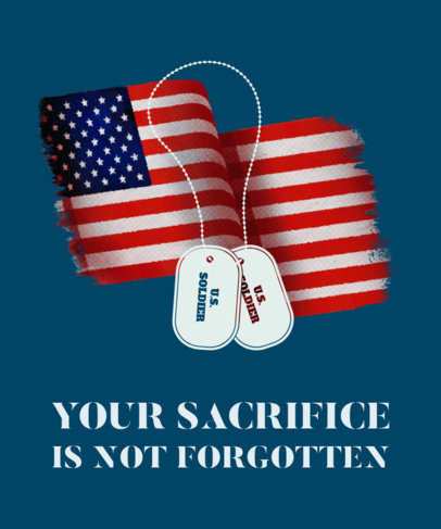 T-Shirt Design Template Commemorating Veterans Day with an American Flag