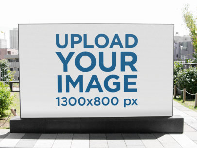 Big Horizontal Banner Mockup on a Sidewalk a10479