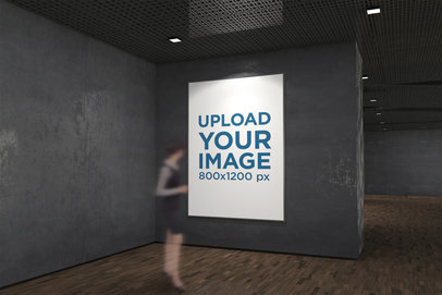 Exhibition Poster Mockup with a Ghosted Viewer