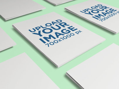 Letterhead Mockup Featuring Multiple Packs of Paper Sheets 350-el
