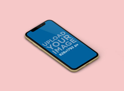 Minimal Mockup Featuring an iPhone 11 Against a Solid Color Backdrop 