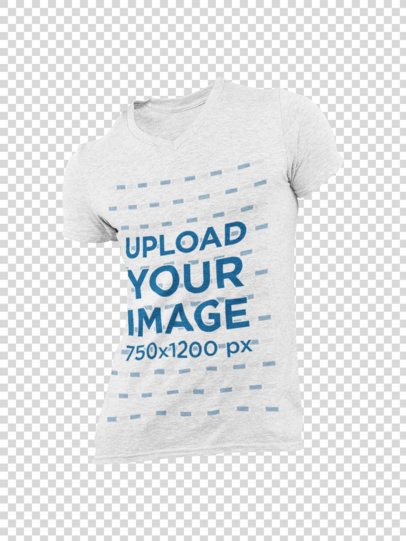 Mockup of a Ghosted V-Neck Heather Tee Against a Plain Background