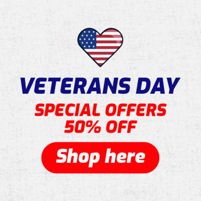 Veterans Day Sale Banner Maker with an American Heart Clipart 1806a