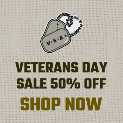 Banner Maker for Veterans Day Discounts with a Military Dog Tag Clipart 1806b