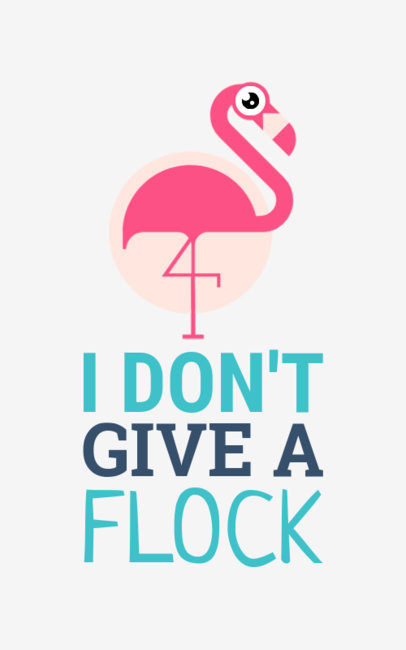 Illustrated T-Shirt Template Featuring a Pink Flamingo Clipart