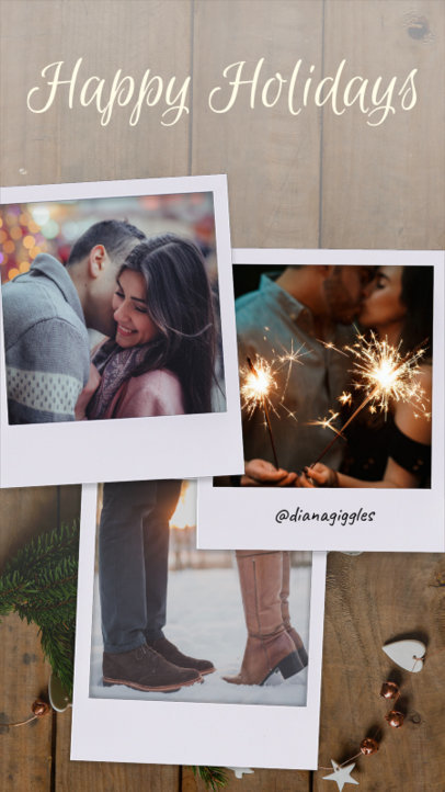Christmas Instagram Story Template Featuring Holiday-Themed Instant Pictures
