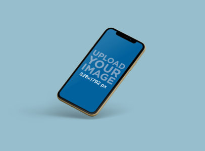 Mockup Featuring an iPhone 11 in Portrait Position Floating Against a Customizable Backdrop