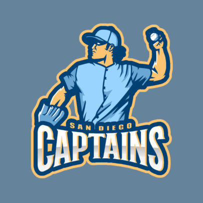 Baseball Logo Template Featuring a Confident Pitcher 