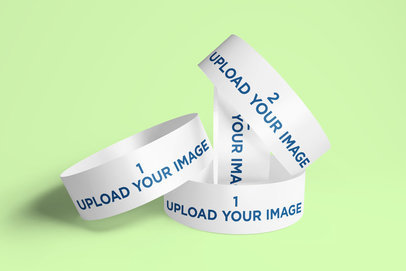 Mockup of a Bunch of Paper Wristbands