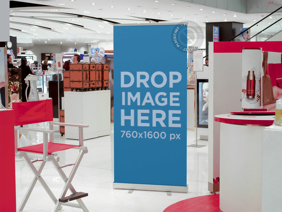 Banner Mockup at a Cosmetics Store