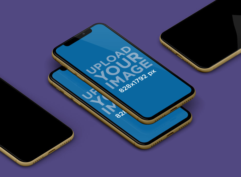 Placeit - Mockup of Multiple iPhones 11 Floating in a Plain Background
