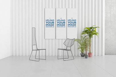 Mockup of a Three-Piece Art Print Set in a Modern Home 330-el