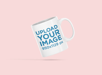 Minimal Mockup Featuring an 11 oz Coffee Mug Floating Against a Colored Backdrop 695-el