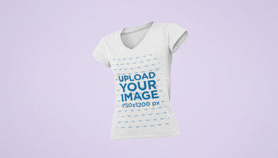 Heather V-Neck T-Shirt Mockup Featuring a Ghosted Woman
