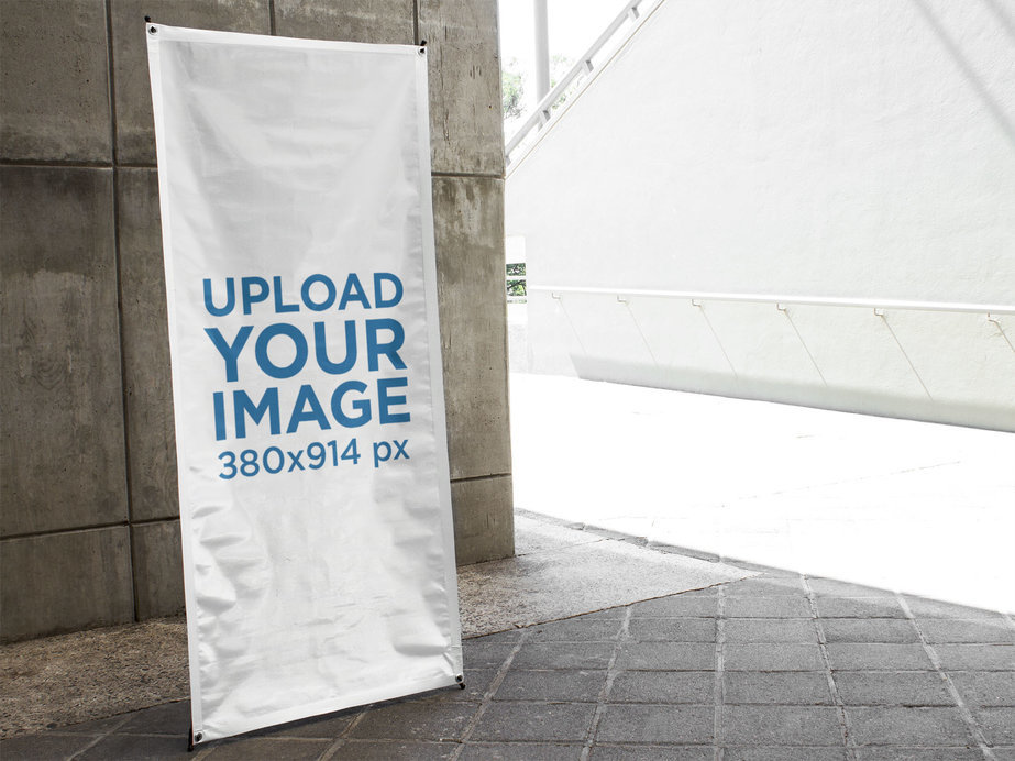 Placeit - Vertical Banner Mockup at an Office Building