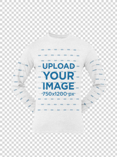 Ghosted Mockup of a Long-Sleeve Heathered Tee