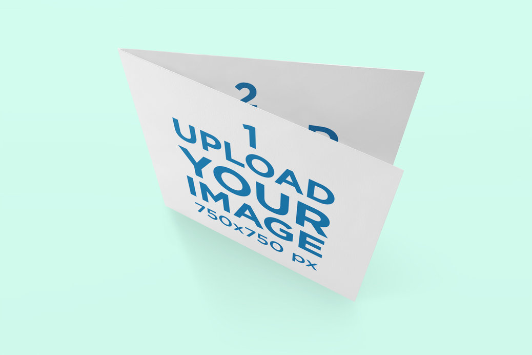 Mockup of a Greeting Card Standing Against a Plain Background
