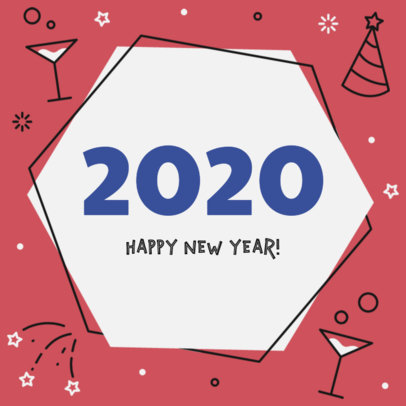 Happy New Year Instagram Post Maker Featuring Minimal Illustrations 
