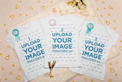 Mockup of Three Customizable Bachelorette Party T-Shirts