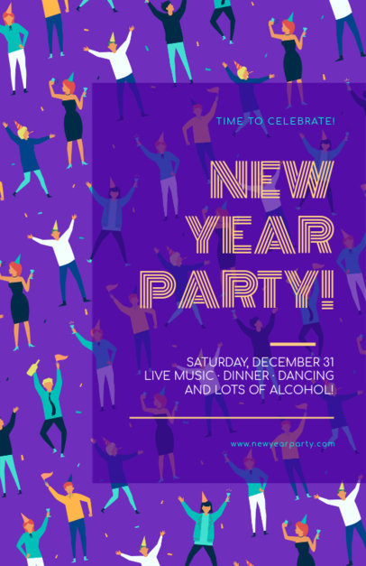 New Year Online Flyer Maker with Illustrated Party People