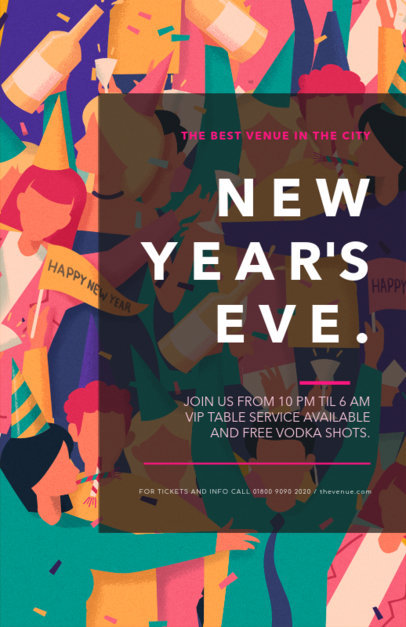 Online Flyer Maker Featuring a New Year's Party Illustration