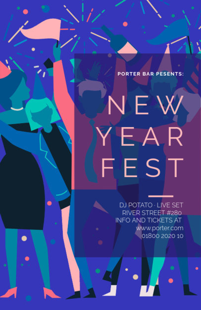 Illustrated Online Flyer Maker For a New Year Celebration