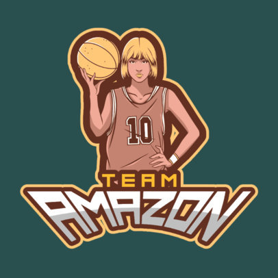 Sports Logo Template Featuring a Female Basketball Player