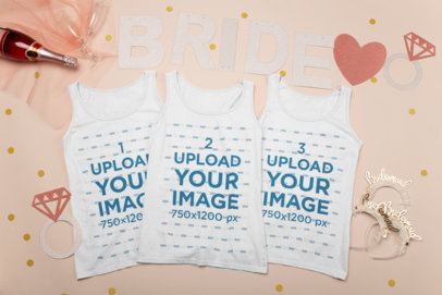 Mockup of Three Tank Tops for a Bachelorette Party 29568
