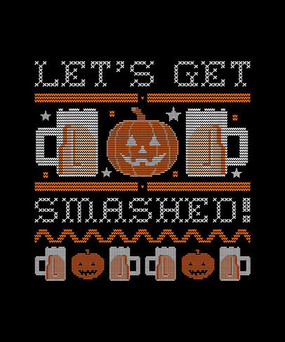 Ugly Sweater T-Shirt Design Template with Halloween Graphics