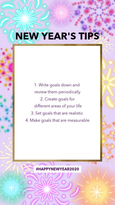 Instagram Story Template for New Year Tips Featuring Fireworks Clipart 580n 1864d